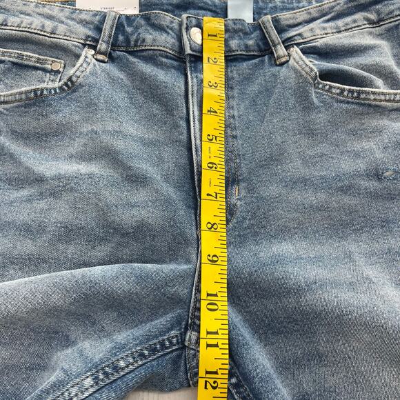 H&M &Denim Straight High Waist Ankle Length Light Wash Cotton Denim Jeans 12 - Picture 9 of 10